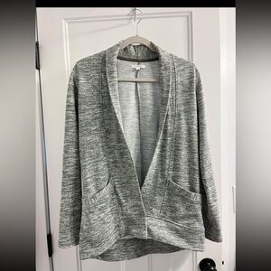 Maurices Gray 2 Pocket Open Snap Up Long Sleeve Cardigan